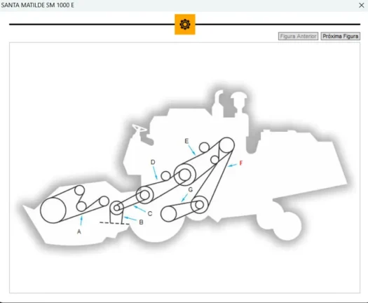 Diagrama técnico da máquina Santa Matilde SM 1000 E com etiquetas de identificação