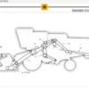 Diagrama técnico do trator New Holland TC59 com partes identificadas por letras e setas.