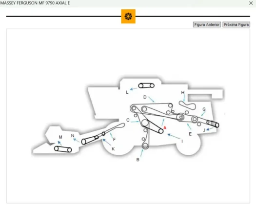 Diagrama do mecanismo do trator Massey Ferguson MF 9790 Axial E.