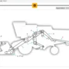 Diagrama técnico do trator New Holland TC59 E com partes identificadas por letras e setas.