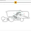 Diagrama técnico do trator Massey Ferguson MF 34/38 com itens de identificação.