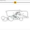Diagrama técnico do trator Massey Ferguson MF 34/38 E com componentes rotulados.