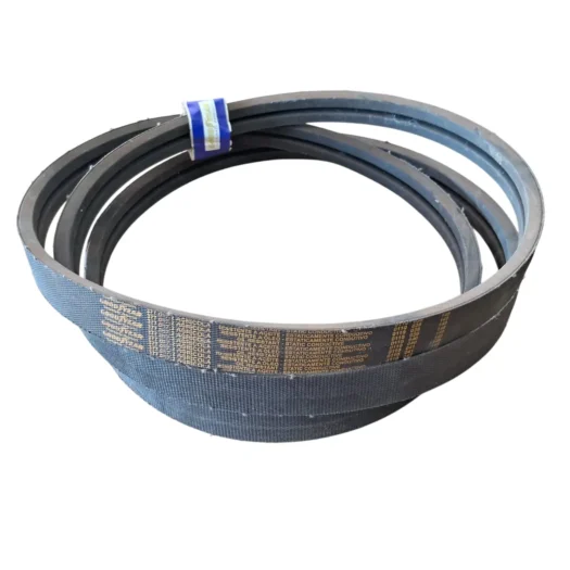 Três correias de transmissão em formato circular, de cor preta, com detalhes em azul