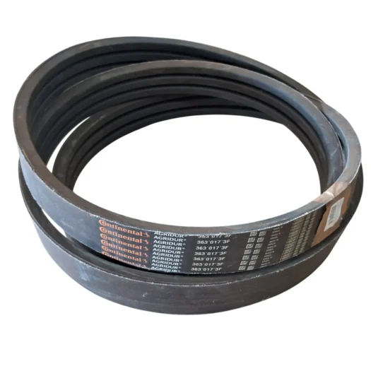 Três correias pretas com marca Continental empilhadas sobre uma superfície clara.