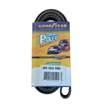Correia Poly-V da Goodyear com embalagem e código de barras.