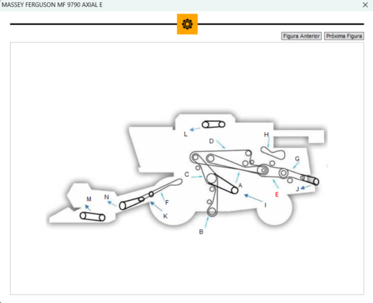 Diagrama técnico da colheitadeira Massey Ferguson MF 9790 Axial E.