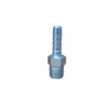 Conector metálico com rosca e terminações para mangueiras.