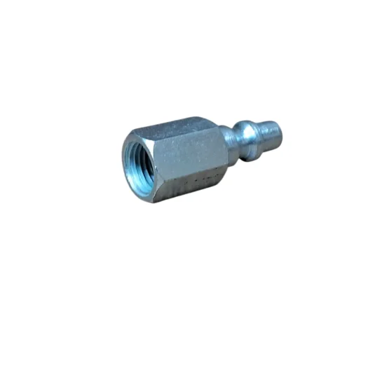 Conector metálico hexagonal com ponta para encaixe.