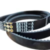 Três correias BX112-A pretas em cima de uma superfície clara, com etiquetas visíveis.