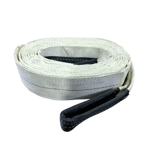 Fita larga de segurança enrolada com extremidades pretas.