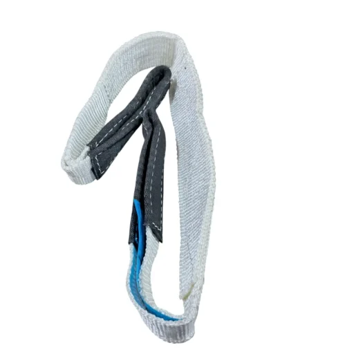 Fita de segurança de polipropileno com partes em preto e azul.