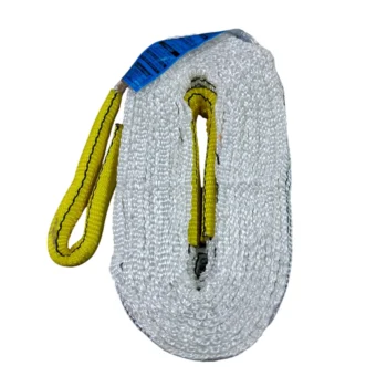 Corda de reboque de alta resistência com alça amarela e etiqueta azul