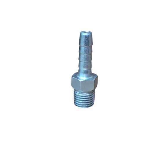 Conector metálico com rosca, utilizado em sistemas de tubulação.
