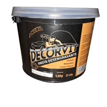 Pote de 1,8kg de pasta desengraxante DECORVIT com rótulo informativo.