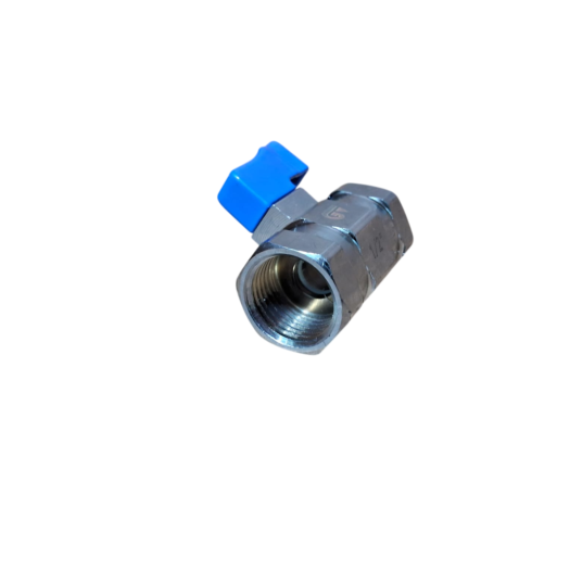 Registro de um conector metálico com uma alavanca azul