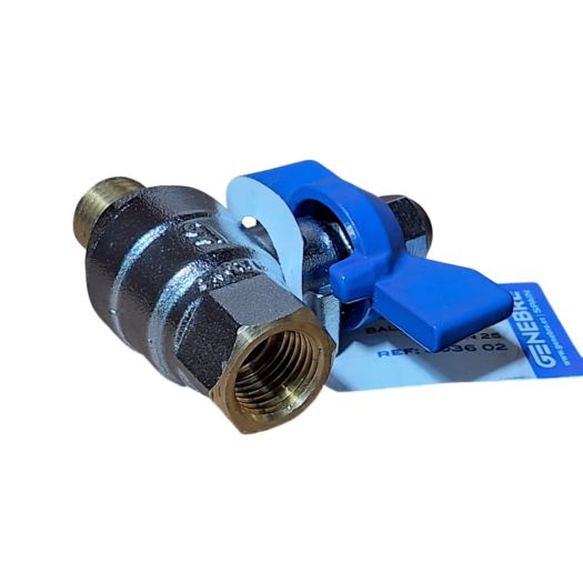 Válvula de esfera com cabo azul e conexão de metal
