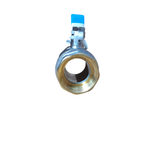 Conexão de metal com rosca e alavanca azul para controle