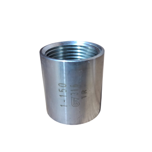 Conexão metálica com rosca interna, material inoxidável.