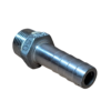 Conector metálico com rosca e tubo liso para encaixe.