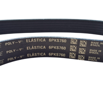 Correia elástica POLY-V 6PKS760, com várias etiquetas visíveis