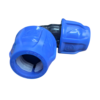 Conectores em plástico azul, tipo rosca, para tubos.