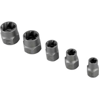 Conjunto de soquetes de diferentes tamanhos em metal com acabamento fosco.