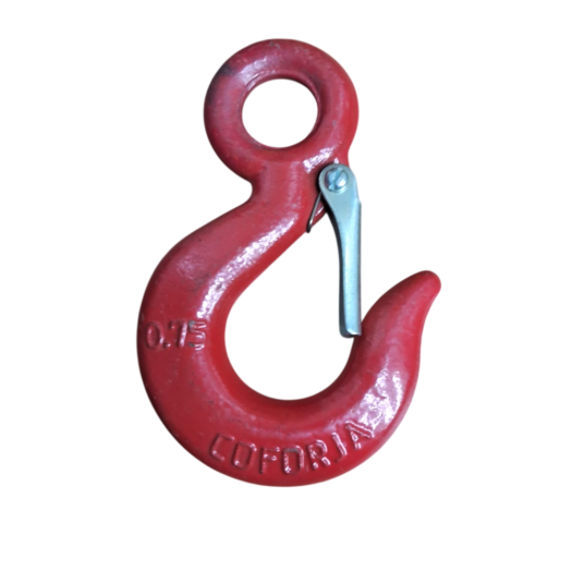 Ganchos de aço vermelho com fecho de segurança.
