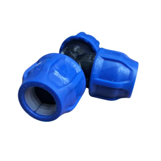 Conectores de plástico azuis para tubulações.