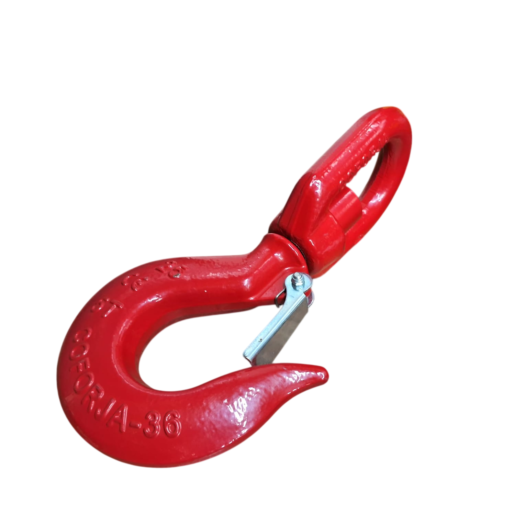 Ganho de carga em metal vermelho com gancho em formato curvo.